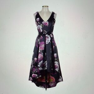 Eliza J Black/Violet/Pink Floral High Low Dress